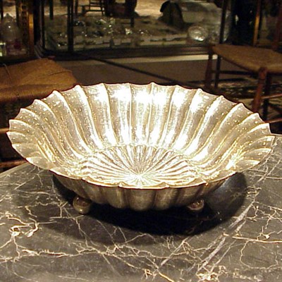 Lot 330 - Continental Hammered Silver Footed Bowl...