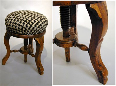 Lot 618 - Pair of Victorian Walnut Piano Stools Each...