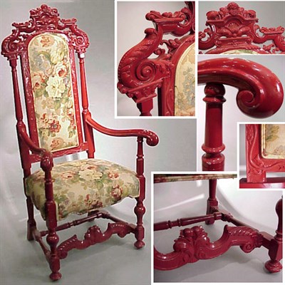 Lot 376 - Pair of Baroque Style Painted Armchairs Each...