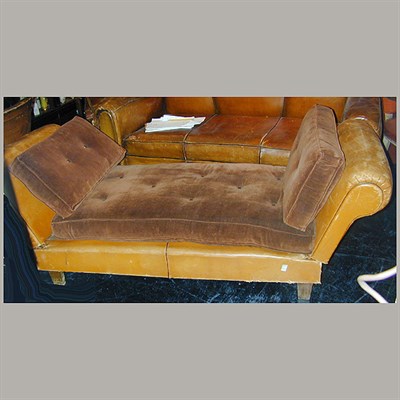 Lot 278 - French Art Deco Leather Daybed With adjustable...