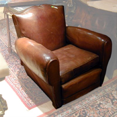 Lot 228 - Pair of French Art Deco Leather Moustache Chairs