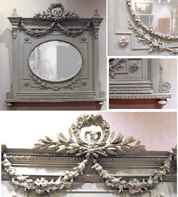 Lot 606 - Louis XVI Style Painted Mirror The carved...