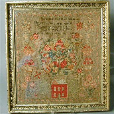 Lot 142 - American Wool on Linen Needlework Picture Anna...