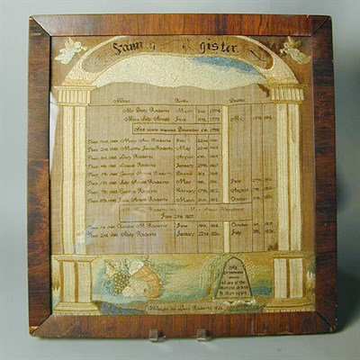Lot 177 - American Silk on Linen Family Record...
