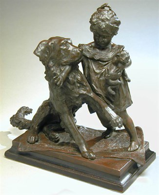 Lot 698 - Bronze Figural Group Depicting a girl...