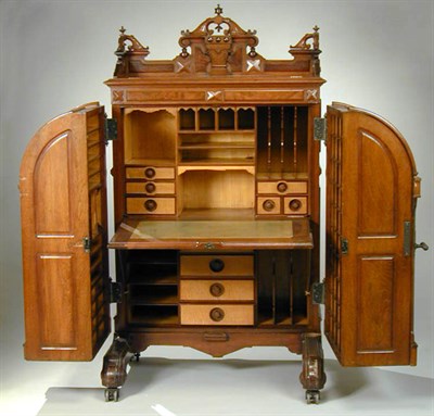 Lot 756 - Wooton Patent Walnut Desk With burl-wood...