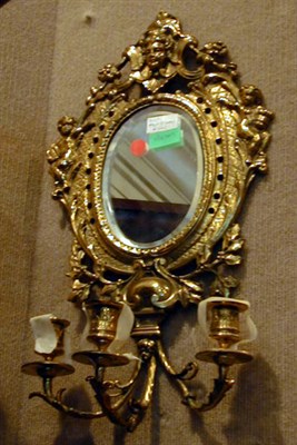 Lot 456 - Pair of Louis XV Style Mirrored Three-Light...