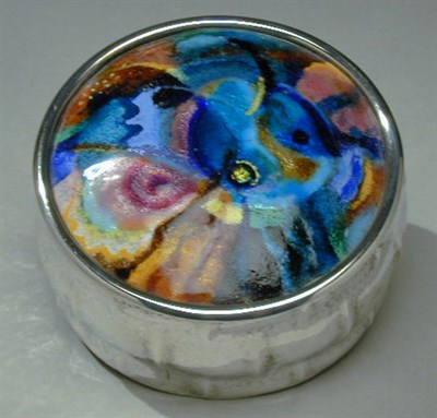 Lot 251 - Art Deco Enamel and Silver Box Of circular...
