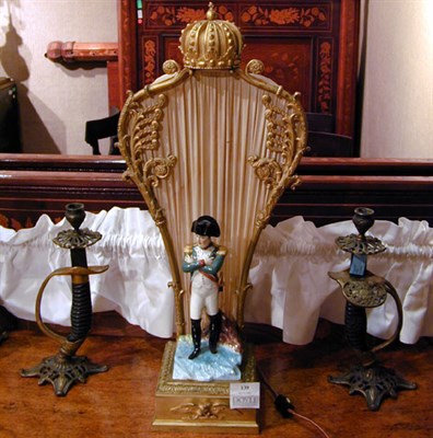 Lot 139 - Bronze and Porcelain Figural Lamp