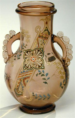 Lot 170 - Galle Two-Handled Enameled Glass Vase Of...