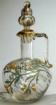 Lot 167 - Galle Enameled Glass Ewer With twisted rib...
