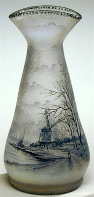 Lot 169 - Daum Enameled Glass Vase Of tapering...