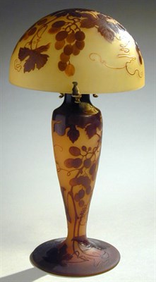 Lot 163 - D'Argental Cameo Glass Lamp The domed shade...