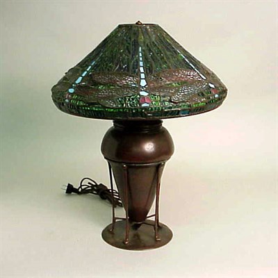 Lot 224 - Stained Glass Lamp The conical shade worked...