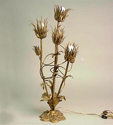 Lot 123 - Gilt-Bronze Four-Light Lamp Formed as a...