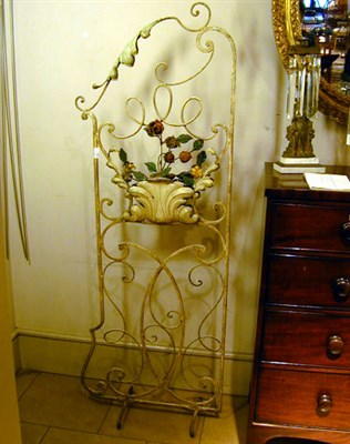 Lot 219 - Pair of Floral-Decorated Wrought Iron Painted...
