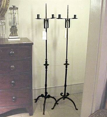 Lot 126 - Pair of Gothic Revival Wrought Iron Two-Light...