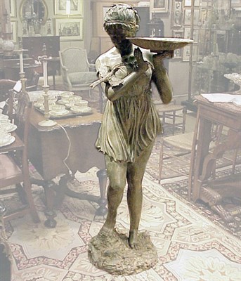 Lot 696 - Classical Style Patinated-Metal Figural Fountain