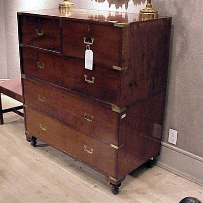 Lot 267 - Brass Mounted Mahogany Two-Part Campaign Chest