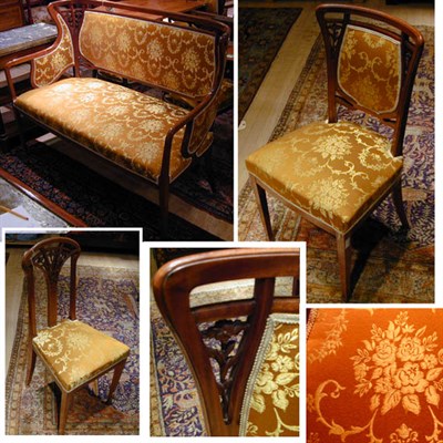 Lot 146 - Art Nouveau Walnut Salon Suite Comprising a...