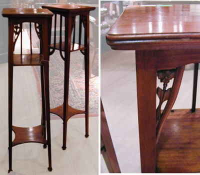 Lot 180 - Pair of Art Nouveau Mahogany Pedestals Each...