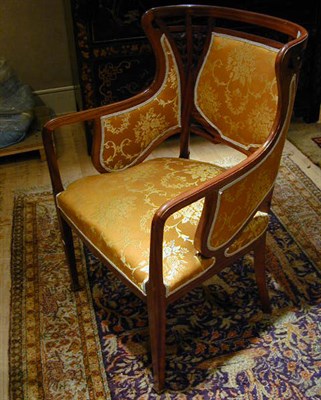 Lot 147 - Pair of Art Nouveau Walnut Armchairs En suite...