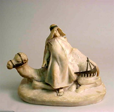 Lot 444 - Carved Alabaster Group Depicting an Arab...