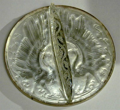 Lot 305 - Lalique Molded Glass Mirror Deux Oiseaux...