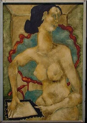 Lot 69 - Spanish School 20th Century SEATED FEMALE NUDE...