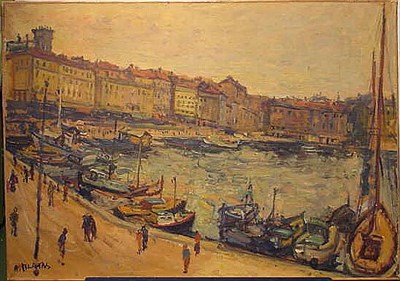 Lot 33 - Arbit Blatas Russian, b. 1908 VIEW OF A HARBOR...