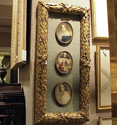 Lot 671 - Two Sets of Three Framed Miniature Portraits
