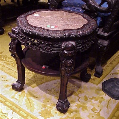 Lot 317 - Chinese Marble Top Hardwood Stand