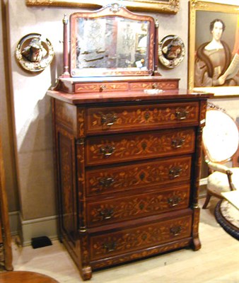 Lot 521 - Dutch Marquetry Inlaid Mahogany Tall Chest...