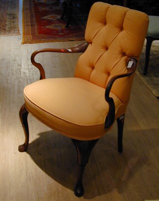 Lot 314 - Pair of Queen Anne Style Mahogany Upholstered...
