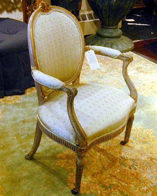 Lot 680 - George III Style Painted and Parcel-Gilt Armchair
