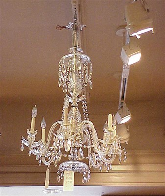 Lot 506 - Georgian Style Cut Glass Six-Light Chandelier