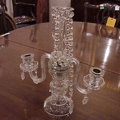 Lot 409 - Pair of Georgian Style Cut Glass Two-Light...