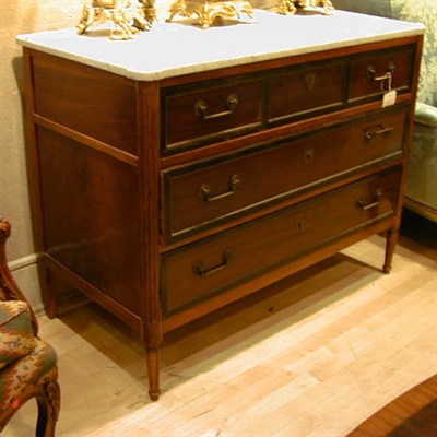 Lot 482 - Louis XVI Style Marble Top Mahogany Chest of...