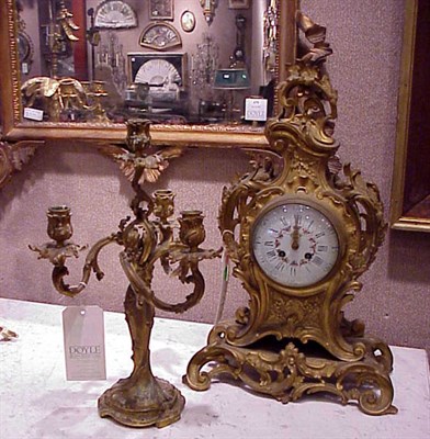 Lot 477 - Louis XVI Style Gilt-Metal Three-Piece Clock...
