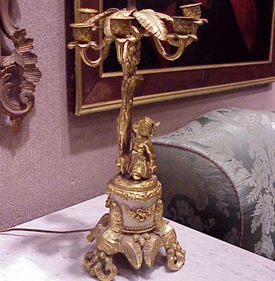 Lot 480 - Pair of Rococo Style Gilt-Metal Figural...