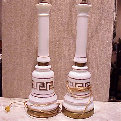 Lot 162 - Pair of Gilt-Decorated Opaline Glass Lamps