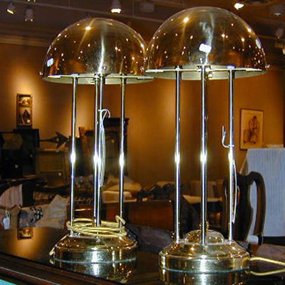 Lot 173 - Pair of Brass Lamps After Josef Hoffmann