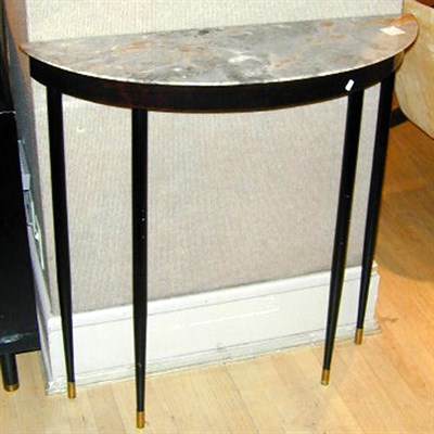 Lot 150 - Marble Top Demilune Console Raised on brass...