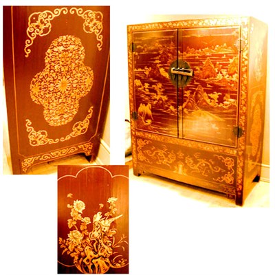Lot 547 - Chinese Lacquer Cabinet Containing two drawers...