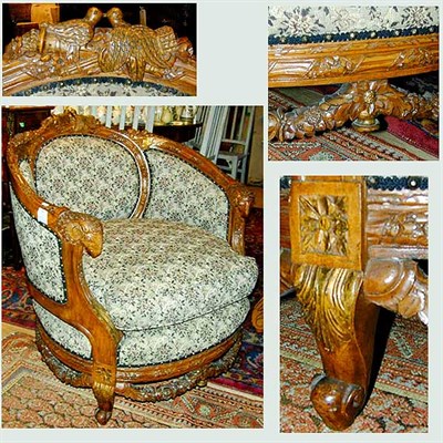Lot 379 - Victorian Fruitwood Armchair The crest set...