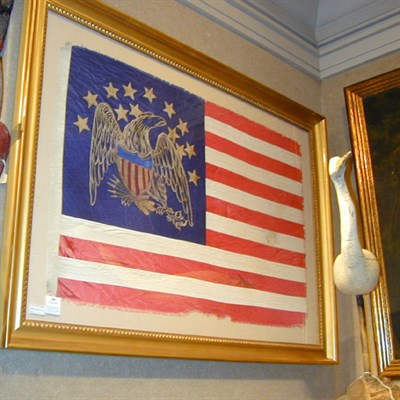 Lot 399 - Pieced Silk American Flag Embroidered with an...