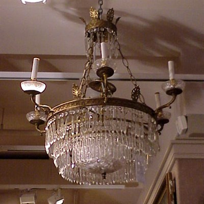 Lot 357 - Empire Style Gilt-Bronze Six-Light Chandelier...