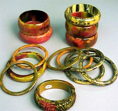 Lot 285 - Group of Bakelite End of Day Bracelets One...