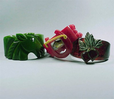 Lot 286 - Group of Three Bakelite Bracelets Two with...
