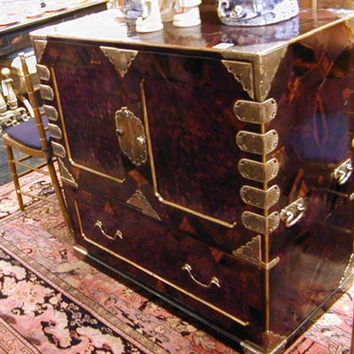 Lot 650 - Chinese Inlaid Hardwood Silver Plate Bound Chest